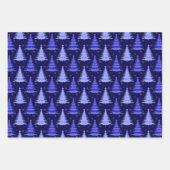 ブルークリスマスツリーパターンデザイン ラッピングペーパーシート (正面2)