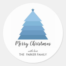 ブルークリスマスツリーパーソナライズされたギフトラベル
