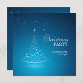 ブルークリスマスツリーパーティの招待状 招待状 (正面/裏面)