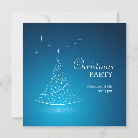 ブルークリスマスツリーパーティの招待状 招待状 (正面)