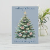 ブルークリスマスツリーフォトオーナメント シーズンカード (スタンド正面)