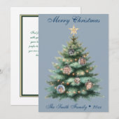 ブルークリスマスツリーフォトオーナメント シーズンカード (正面/裏面)