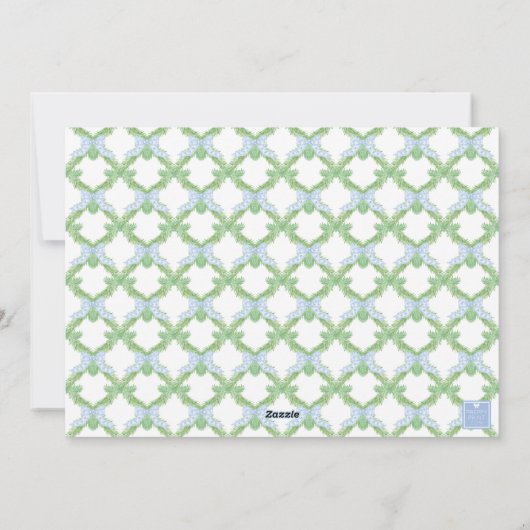 ブルークリスマスツリーモノグラムクレスト写真 シーズンカード (裏面)