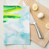 ブルークリスマスツリー抽象芸術水彩キッチン キッチンタオル (四つ折り)