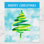 ブルークリスマスツリー水色ワインラベル ワインラベル (シングルラベル)