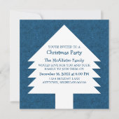 ブルークリスマスツリー渦巻きパーティー招待状 招待状 (正面)