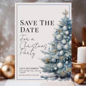 ブルークリスマスツリー銀のバウブルは日付を保存 招待状