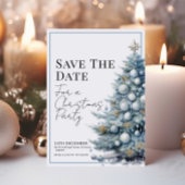 ブルークリスマスツリー銀のバウブルは日付を保存 招待状