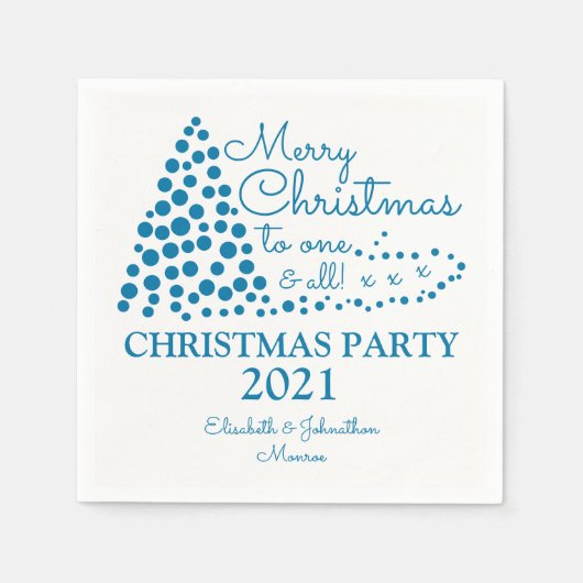 ブルークリスマスツリー、クリスマスパーティーナプキン スタンダードカクテルナプキン (正面)