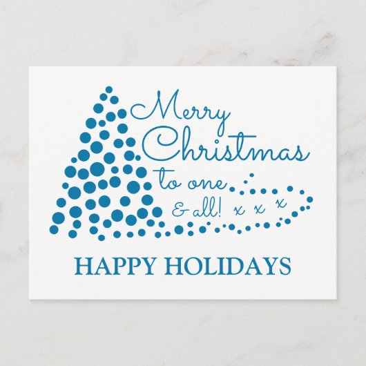 ブルークリスマスツリー、ハッピーホリデイズホリデーポストカ シーズンポストカード (正面)