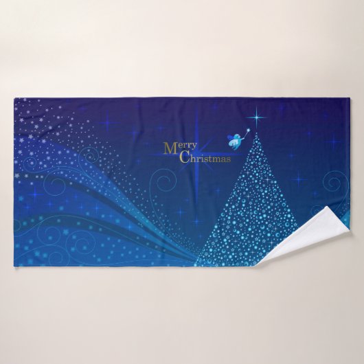 ブルークリスマスツリー バスタオル (バスタオル)