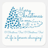 ブルークリスマスツリー、フェスティバルスクエアステッカー スクエアシール (正面)