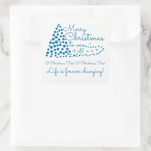 ブルークリスマスツリー、フェスティバルスクエアステッカー スクエアシール (バッグ)