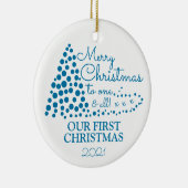 ブルークリスマスツリー、私たちの初めてのクリスマスクリスマス セラミックオーナメント (右)