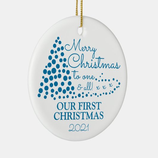 ブルークリスマスツリー、私たちの初めてのクリスマスクリスマス セラミックオーナメント (右)