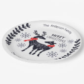 ブルークリスマスデアパーソナライズされたーズ紙プレート ペーパープレート (アングル)