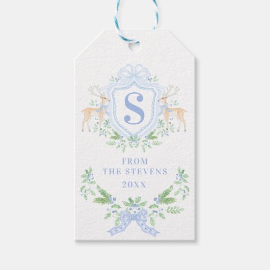 ブルークリスマスディアクレストモノグラム ギフトタグ (正面)