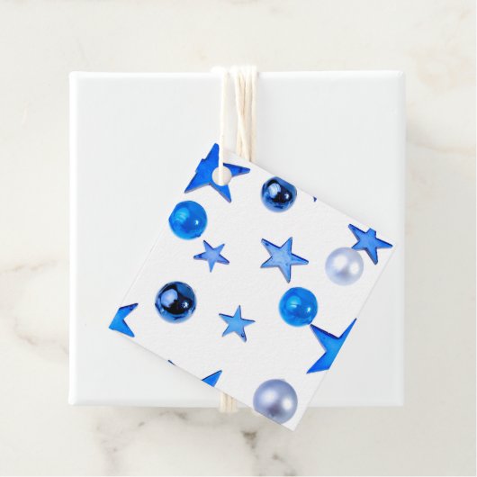 ブルークリスマスデコレーションオーナメントと文字 フェイバータグ (インサイチュ)