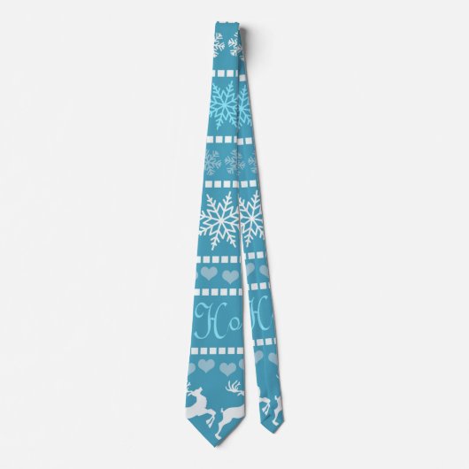 ブルークリスマストナカイのスノーフレーク ネクタイ (正面)