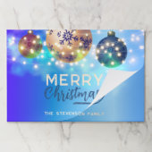 ブルークリスマスバウブルアンドライツ紙ランチョンマット ペーパーパッド (折り畳み)