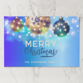 ブルークリスマスバウブルアンドライツ紙ランチョンマット ペーパーパッド (正面)