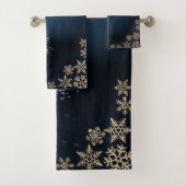 ブルークリスマスパインツリー、雪片 バスタオルセット (インサイチュ)