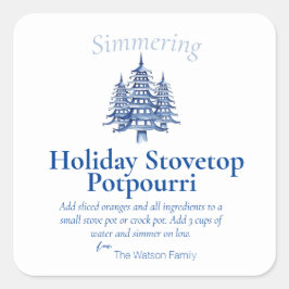 ブルークリスマスパゴダツリーストヴェートップポプリ スクエアシール