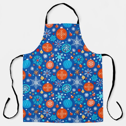ブルークリスマスパターンのおしゃれなギフト🎁✨ エプロン (正面)