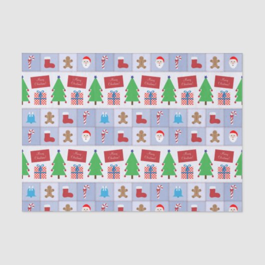 ブルークリスマスパターンティッシュペーパー 薄葉紙 (正面)