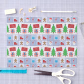 ブルークリスマスパターンティッシュペーパー 薄葉紙 (クラフト)