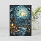 ブルークリスマスビレッジアートホリデーフラットカード シーズンカード (スタンド正面)