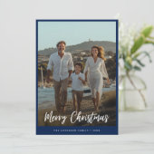 ブルークリスマスファミリーの写真の航海の挨拶 シーズンカード (スタンド正面)