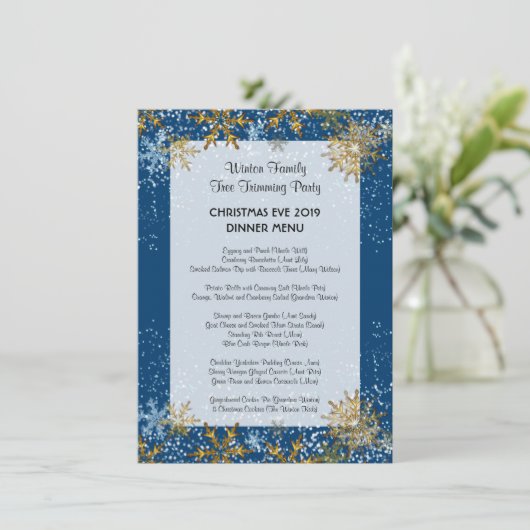 ブルークリスマスファミリーディナーメニューテンプレート メニュー (スタンド正面)