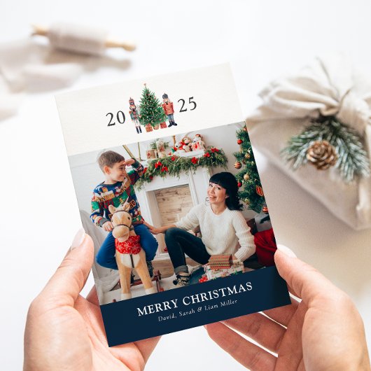 ブルークリスマスフォトコラージホリデーカード シーズンカード