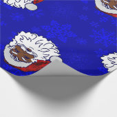 ブルークリスマスブラックサンタスノーフレーク ラッピングペーパー (角)