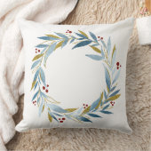 ブルークリスマスブランチからの冬のクリスマスリース クッション (ブランケット)