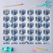 ブルークリスマスプレゼントティッシュペーパー 薄葉紙 (クラフト)