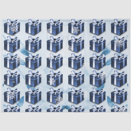ブルークリスマスプレゼントティッシュペーパー 薄葉紙 (正面)