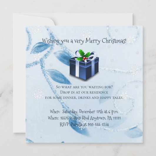 ブルークリスマスプレゼント招待状 招待状 (裏面)