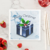 ブルークリスマスプレゼント紙ナプキン (インサイチュ)