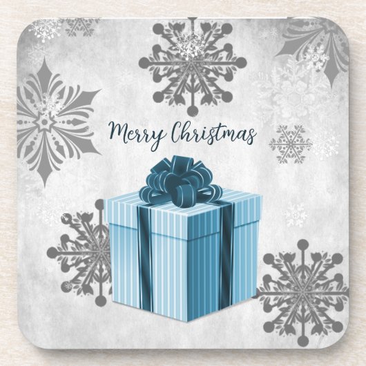 ブルークリスマスプレゼント飲料用コースター コースター (正面)
