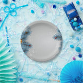 ブルークリスマスプレート ペーパープレート (パーティー)