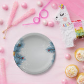 ブルークリスマスプレート ペーパープレート (パーティー)