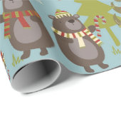 ブルークリスマスベアーハッピーホリデー ラッピングペーパー (ロールコーナー)