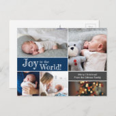 ブルークリスマスベビーJoy to the worldフォトコラージュ ポストカード (正面/裏面)