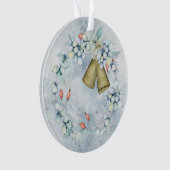 ブルークリスマスベルエレガントズヴィンテージ素朴 オーナメント (正面)