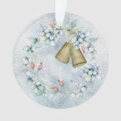 ブルークリスマスベルエレガントズヴィンテージ素朴 オーナメント (正面)