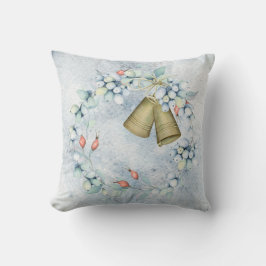 ブルークリスマスベルエレガントズヴィンテージ素朴 クッション