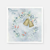 ブルークリスマスベルエレガントズヴィンテージ素朴 スタンダードカクテルナプキン (正面)