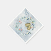 ブルークリスマスベルエレガントズヴィンテージ素朴 スタンダードカクテルナプキン (角)